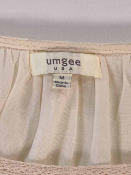 Umgee Women’s Embroidered Sleeve Peasant Blouse Cream Boho Size M - Picture 3 of 12